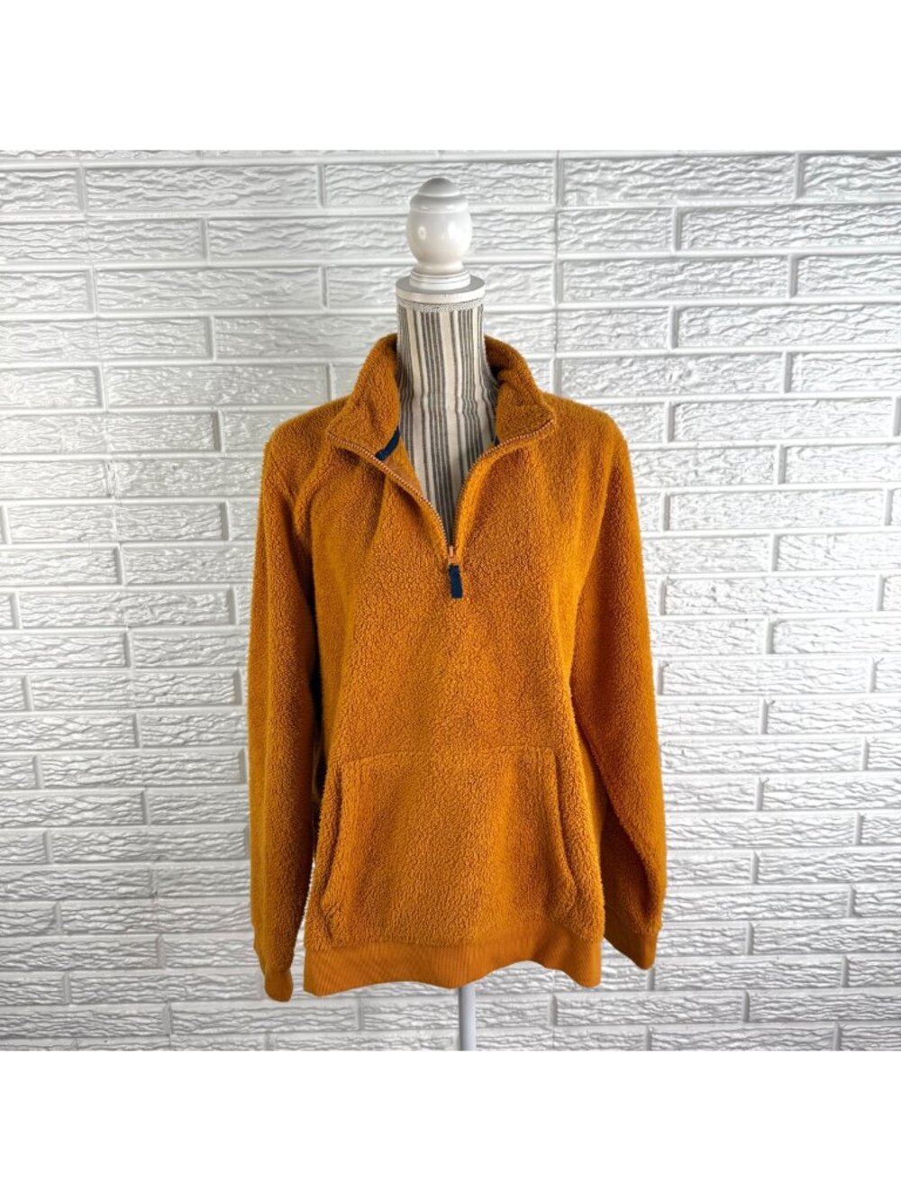 St Johns Bay Sherpa Quarter Zip Fleece Pullover Mustard Yellow Size Extra Large